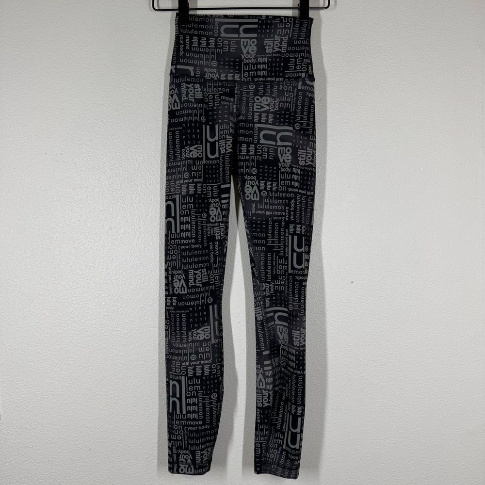 Lululemon Wunder Train Contour Fit High-Rise Tight Ombre Black Logo Leggings 2